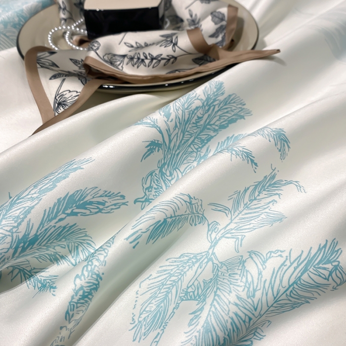 91家纺网 家纺一手货源 找家纺 澳梵家居 2023新款3M工艺雪莲天丝夏被四件套 薄荷岛