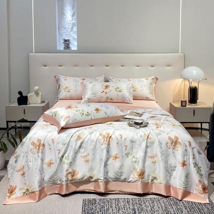 澳梵家居 2023新款3M工艺雪莲天丝夏被四件套 春日