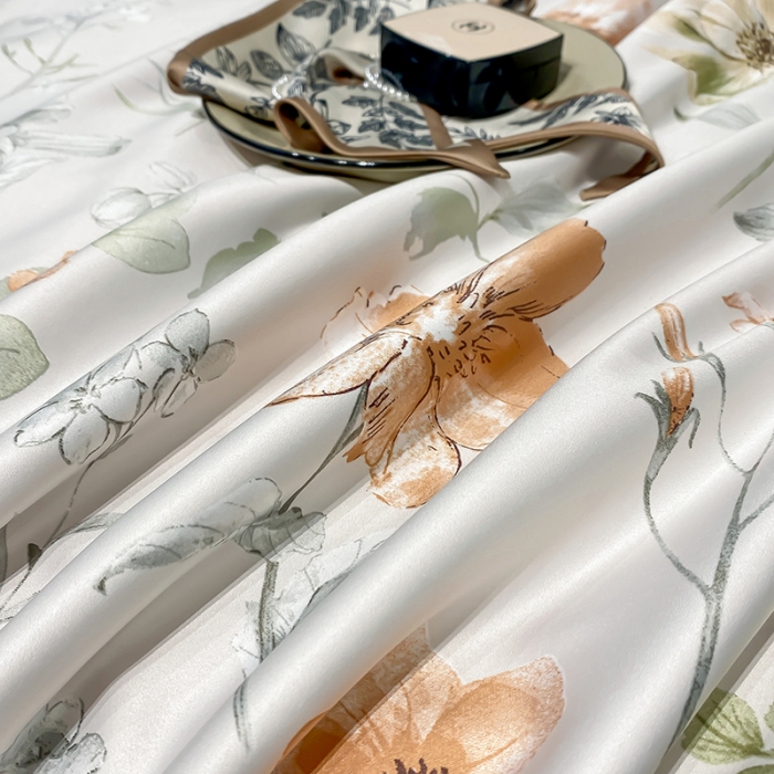 91家纺网 家纺一手货源 找家纺 澳梵家居 2023新款3M工艺雪莲天丝夏被四件套 春日