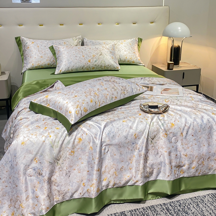 91家纺网 家纺一手货源 找家纺 澳梵家居 2023新款3M工艺雪莲天丝夏被四件套 浮生若梦