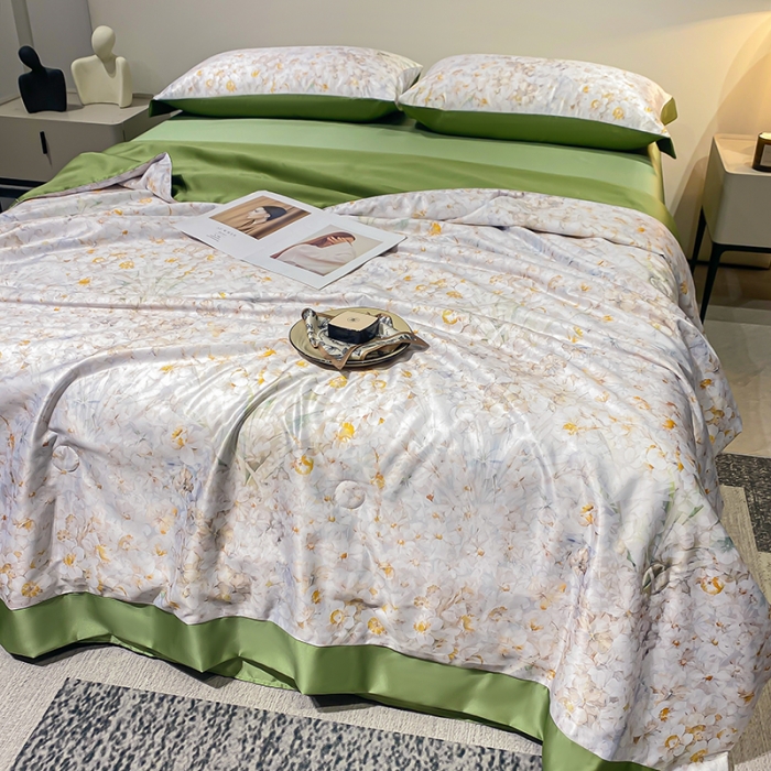 91家纺网 家纺一手货源 找家纺 澳梵家居 2023新款3M工艺雪莲天丝夏被四件套 浮生若梦