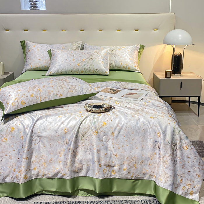 91家纺网 家纺一手货源 找家纺 澳梵家居 2023新款3M工艺雪莲天丝夏被四件套 浮生若梦