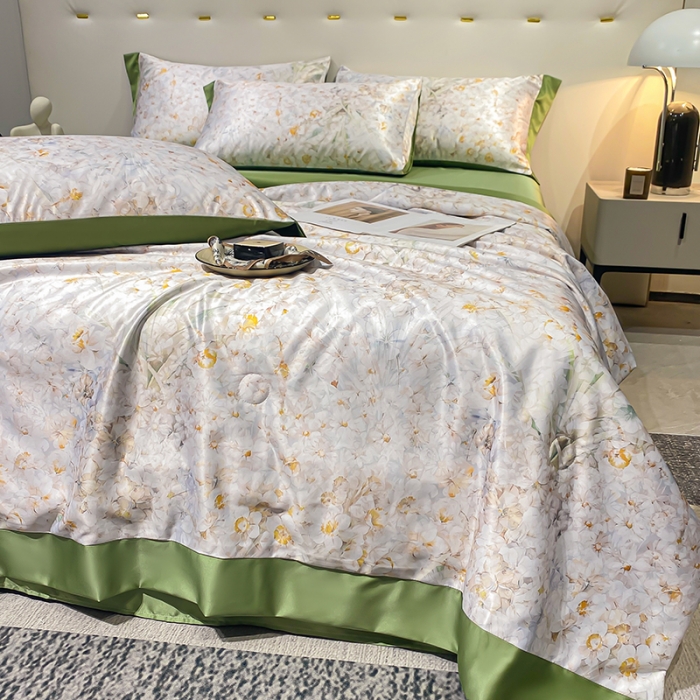 91家纺网 家纺一手货源 找家纺 澳梵家居 2023新款3M工艺雪莲天丝夏被四件套 浮生若梦