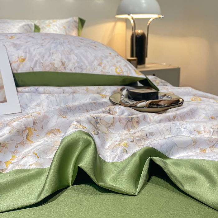 91家纺网 家纺一手货源 找家纺 澳梵家居 2023新款3M工艺雪莲天丝夏被四件套 浮生若梦