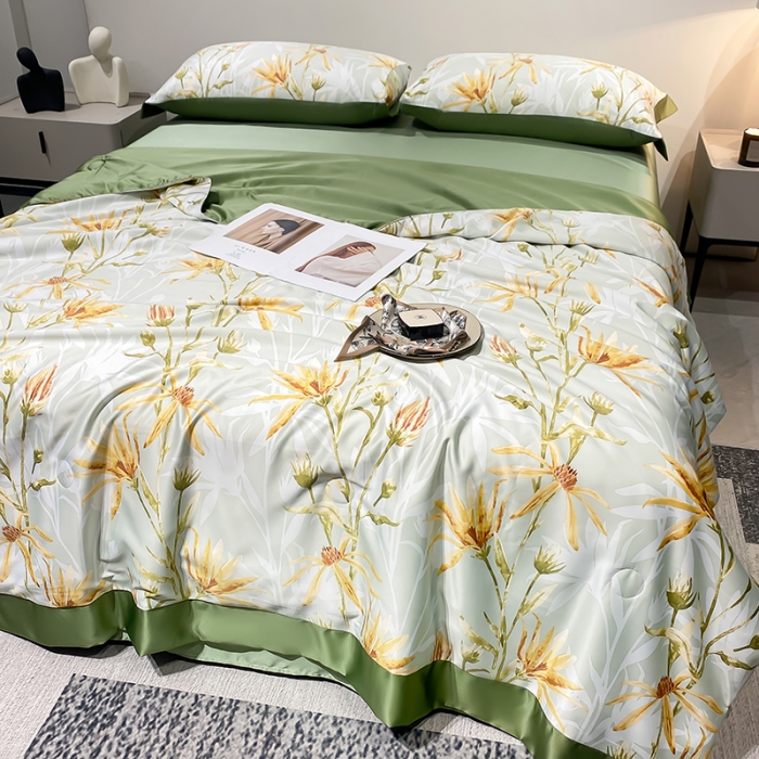 91家纺网 家纺一手货源 找家纺 澳梵家居 2023新款3M工艺雪莲天丝夏被四件套 花露