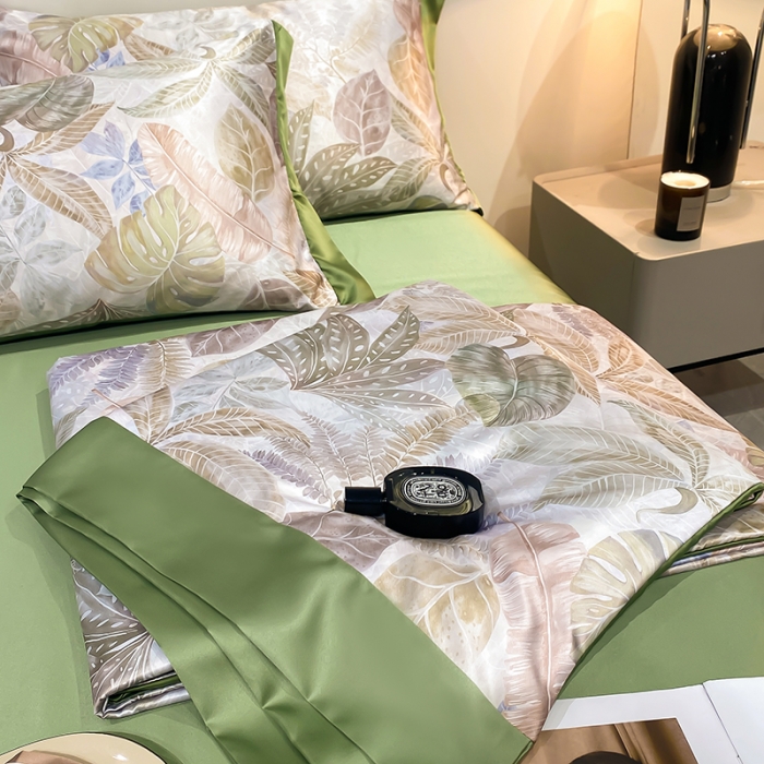 91家纺网 家纺一手货源 找家纺 澳梵家居 2023新款3M工艺雪莲天丝夏被四件套 曼舞