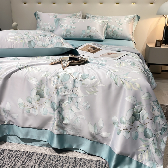 91家纺网 家纺一手货源 找家纺 澳梵家居 2023新款3M工艺雪莲天丝夏被四件套 梦薇