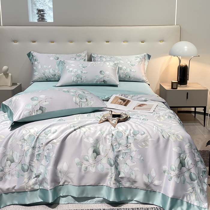 91家纺网 家纺一手货源 找家纺 澳梵家居 2023新款3M工艺雪莲天丝夏被四件套 梦薇