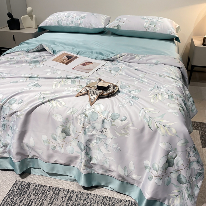 91家纺网 家纺一手货源 找家纺 澳梵家居 2023新款3M工艺雪莲天丝夏被四件套 梦薇