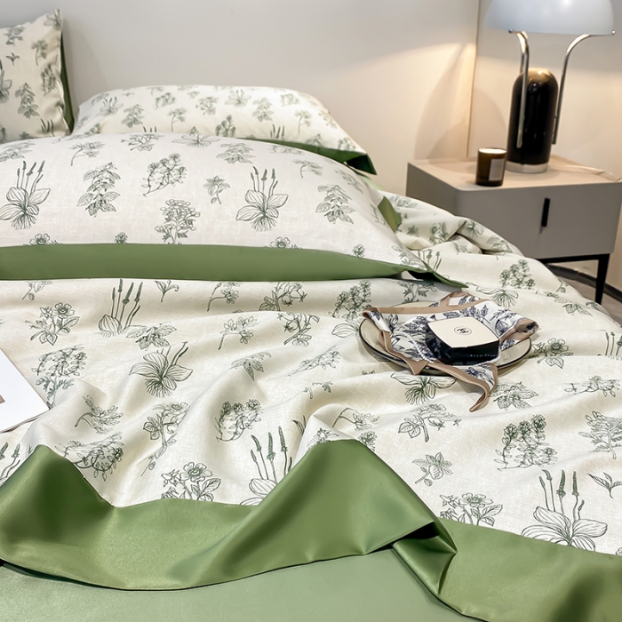 91家纺网 家纺一手货源 找家纺 澳梵家居 2023新款3M工艺雪莲天丝夏被四件套 七里香