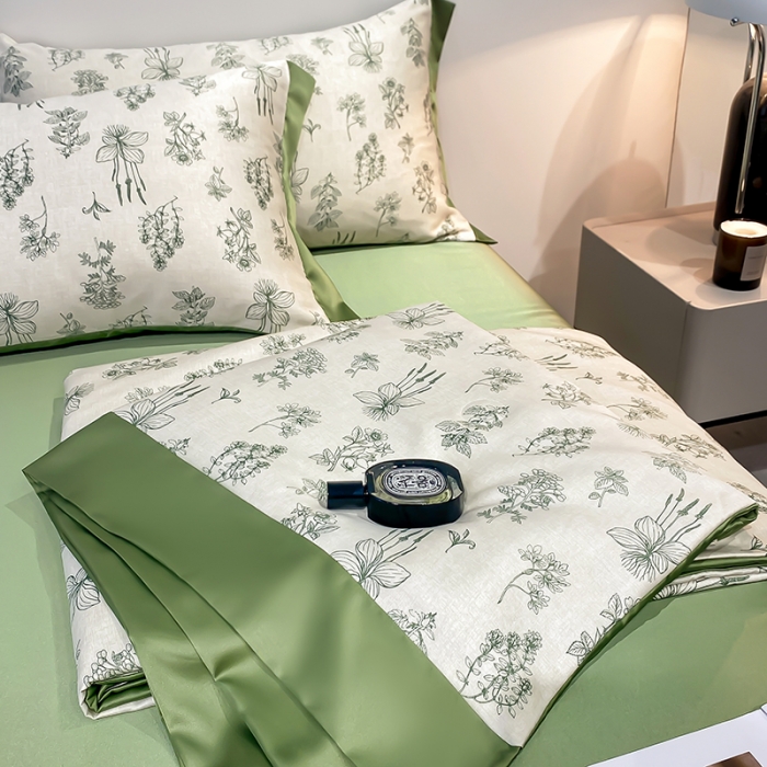 91家纺网 家纺一手货源 找家纺 澳梵家居 2023新款3M工艺雪莲天丝夏被四件套 七里香