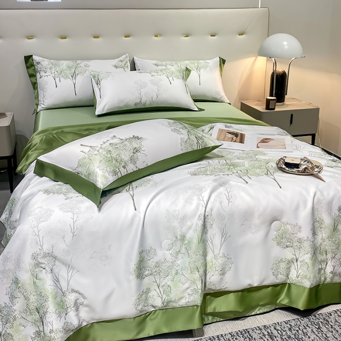 91家纺网 家纺一手货源 找家纺 澳梵家居 2023新款3M工艺雪莲天丝夏被四件套 山中来信