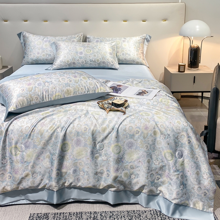 91家纺网 家纺一手货源 找家纺 澳梵家居 2023新款3M工艺雪莲天丝夏被四件套 睡莲