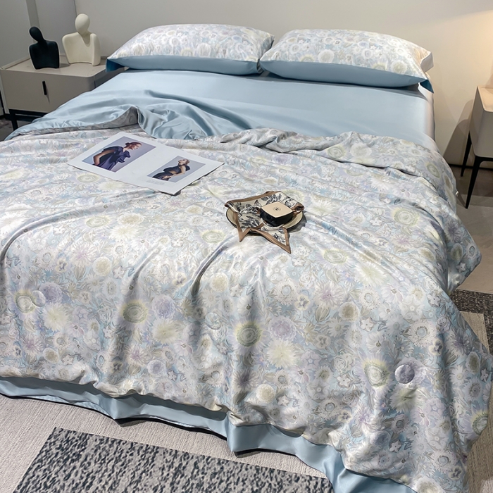 91家纺网 家纺一手货源 找家纺 澳梵家居 2023新款3M工艺雪莲天丝夏被四件套 睡莲