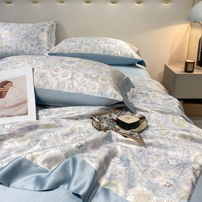 91家纺网 家纺一手货源 找家纺 澳梵家居 2023新款3M工艺雪莲天丝夏被四件套 睡莲