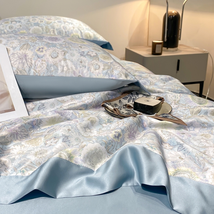 91家纺网 家纺一手货源 找家纺 澳梵家居 2023新款3M工艺雪莲天丝夏被四件套 睡莲