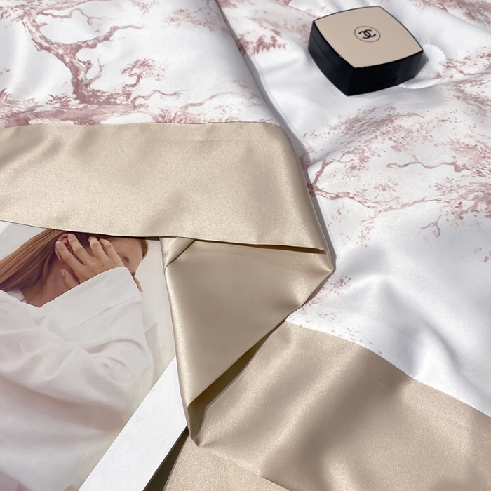 91家纺网 家纺一手货源 找家纺 澳梵家居 2023新款3M工艺雪莲天丝夏被四件套 烟雨集