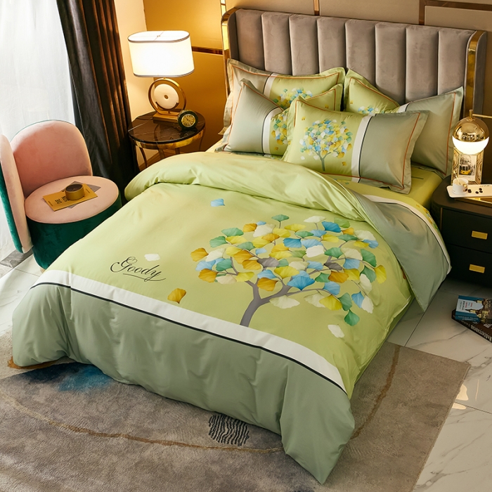 91家纺网 家纺一手货源 找家纺 雲归梦 2023新款13372大版活性四件套 彩虹树（黄）