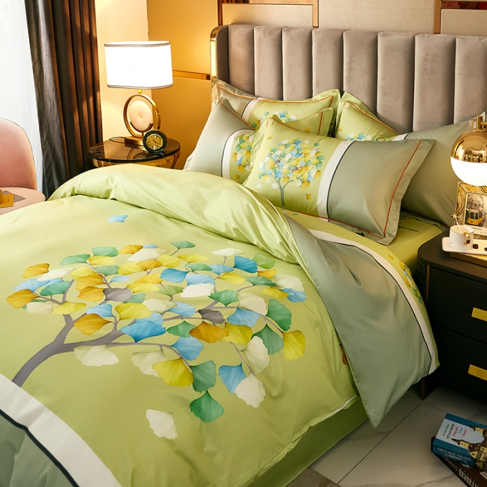 91家纺网 家纺一手货源 找家纺 雲归梦 2023新款13372大版活性四件套 彩虹树（黄）