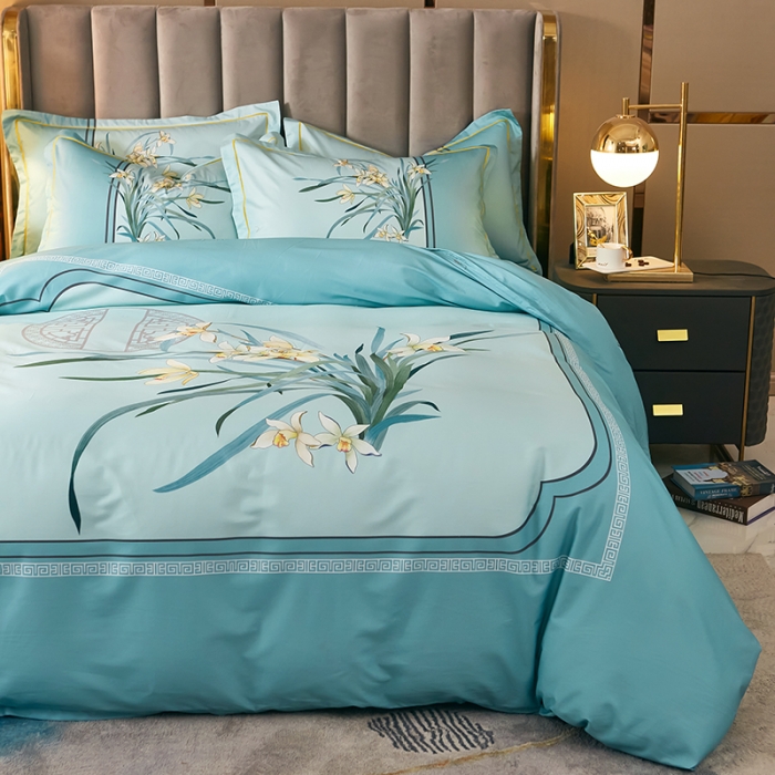 91家纺网 家纺一手货源 找家纺 雲归梦 2023新款13372大版活性四件套 春江晓景