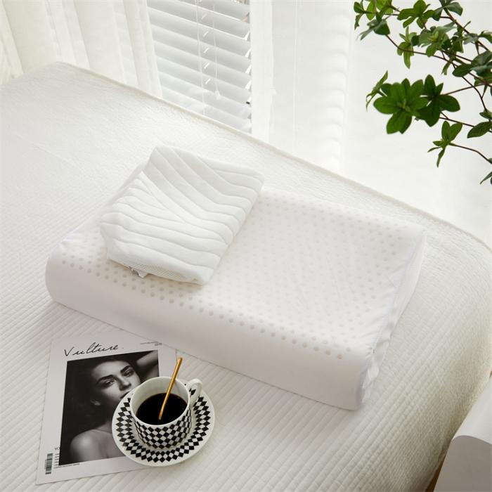 91家纺网 家纺一手货源 找家纺 天然乳胶枕高低平面款成人乳胶枕头单人颈椎保健枕