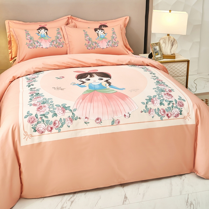 91家纺网 家纺一手货源 找家纺 雲归梦 2023新款13372大版活性四件套 花仙子-粉