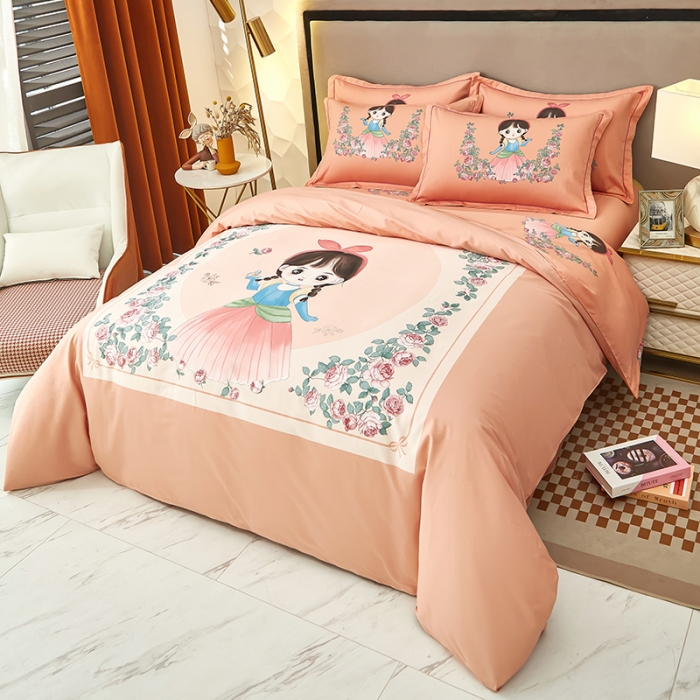 91家纺网 家纺一手货源 找家纺 雲归梦 2023新款13372大版活性四件套 花仙子-粉