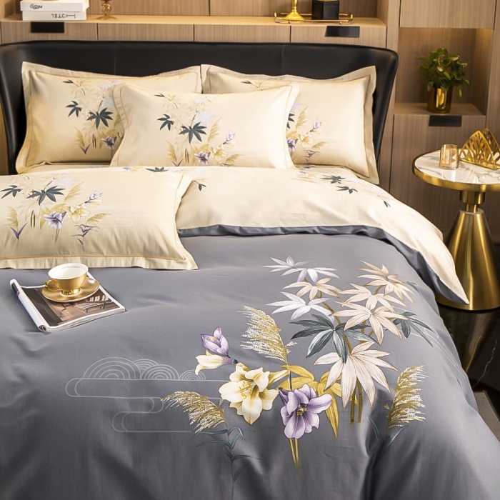 91家纺网 家纺一手货源 找家纺 雲归梦 2023新款13372大版活性四件套 莱茵春色-灰