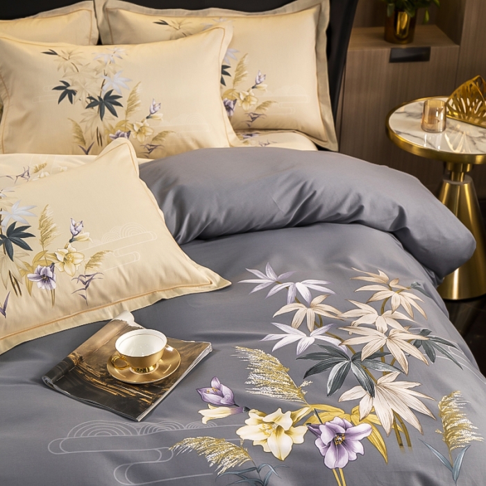 91家纺网 家纺一手货源 找家纺 雲归梦 2023新款13372大版活性四件套 莱茵春色-灰