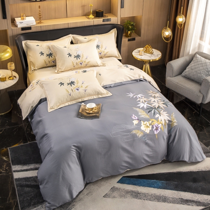 91家纺网 家纺一手货源 找家纺 雲归梦 2023新款13372大版活性四件套 莱茵春色-灰