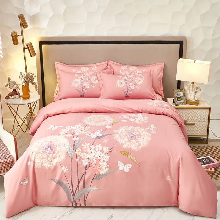 91家纺网 家纺一手货源 找家纺 雲归梦 2023新款13372大版活性四件套 兰亭若梦-粉