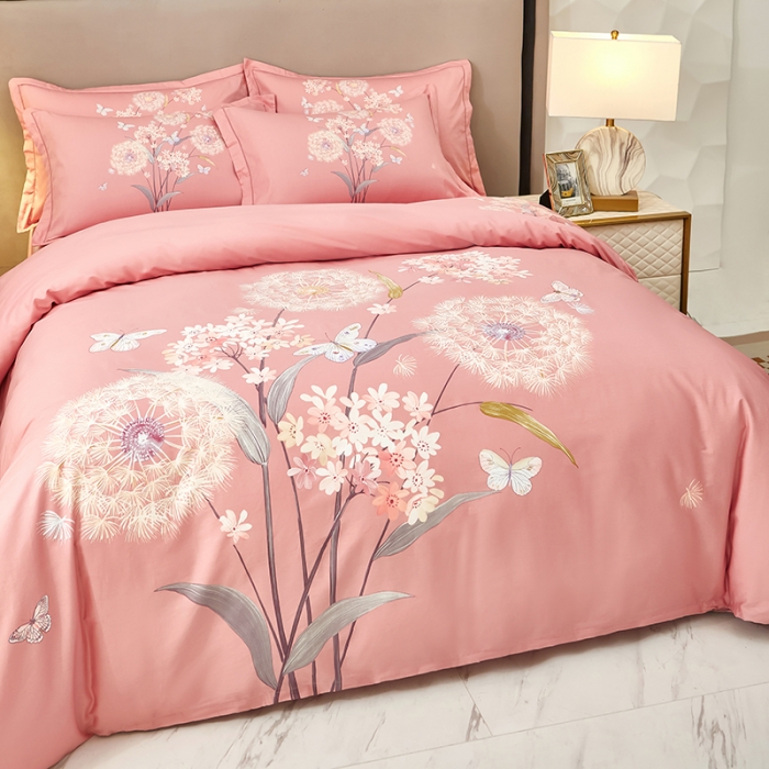 91家纺网 家纺一手货源 找家纺 雲归梦 2023新款13372大版活性四件套 兰亭若梦-粉