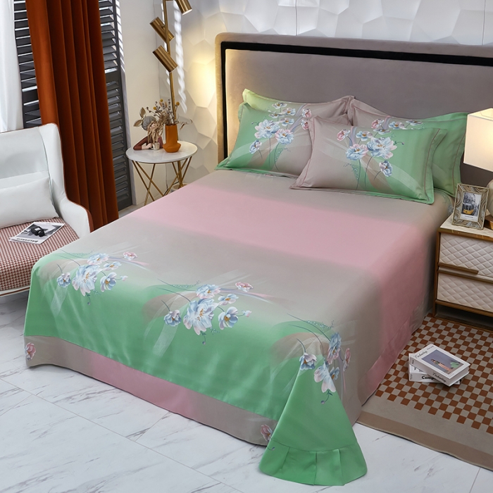 91家纺网 家纺一手货源 找家纺 雲归梦 2023新款13372大版活性四件套 流光韵影-绿粉