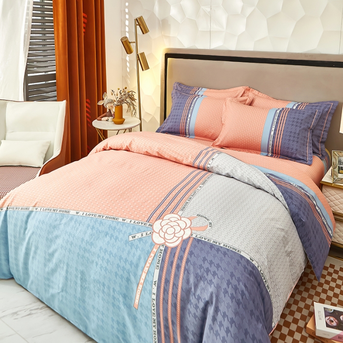 91家纺网 家纺一手货源 找家纺 雲归梦 2023新款13372大版活性四件套 马里奥-粉