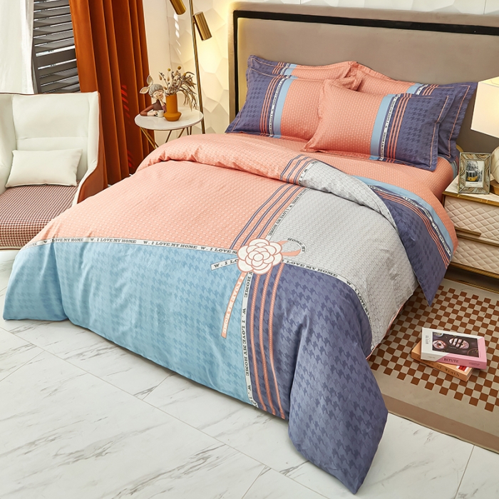 91家纺网 家纺一手货源 找家纺 雲归梦 2023新款13372大版活性四件套 马里奥-粉