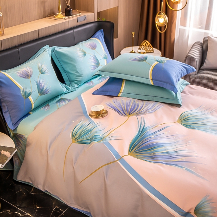 91家纺网 家纺一手货源 找家纺 雲归梦 2023新款13372大版活性四件套 曼珠莎华-粉