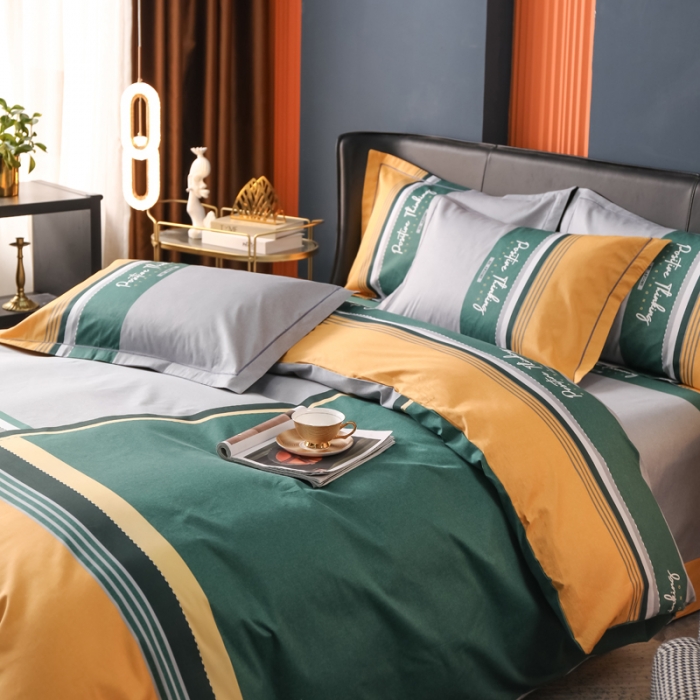 91家纺网 家纺一手货源 找家纺 雲归梦 2023新款13372大版活性四件套 米切尔黄