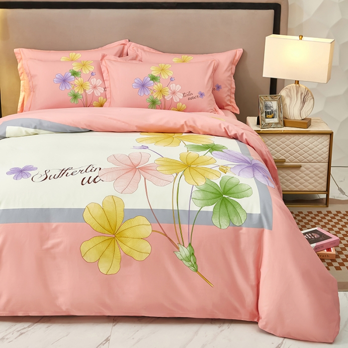 91家纺网 家纺一手货源 找家纺 雲归梦 2023新款13372大版活性四件套 奈美-粉