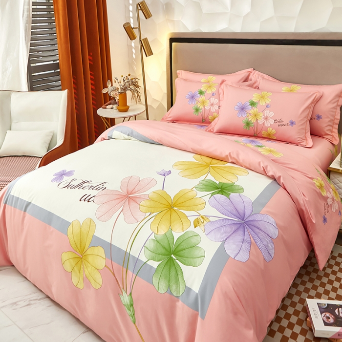 91家纺网 家纺一手货源 找家纺 雲归梦 2023新款13372大版活性四件套 奈美-粉