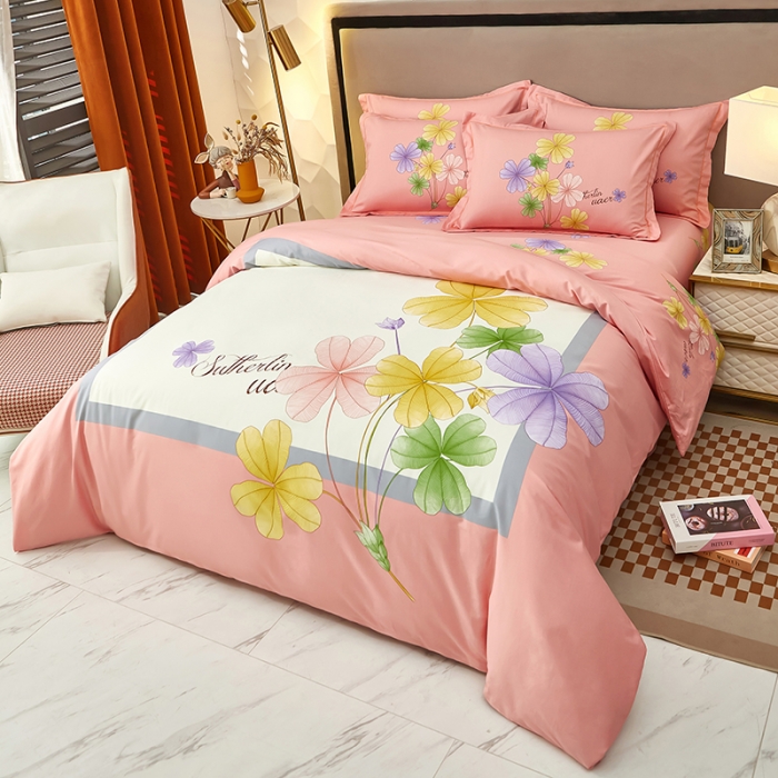 91家纺网 家纺一手货源 找家纺 雲归梦 2023新款13372大版活性四件套 奈美-粉