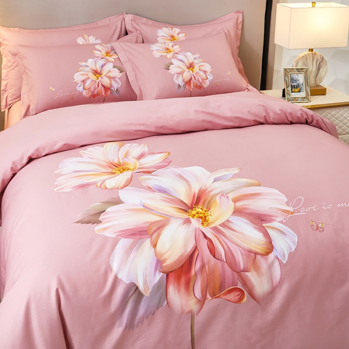 91家纺网 家纺一手货源 找家纺 雲归梦 2023新款13372大版活性四件套 年华-粉