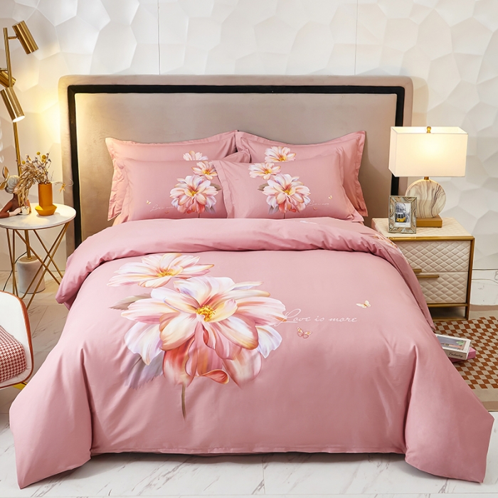 91家纺网 家纺一手货源 找家纺 雲归梦 2023新款13372大版活性四件套 年华-粉