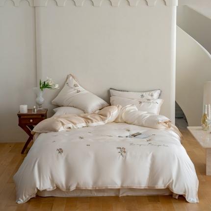 91家纺网 家纺一手货源 找家纺 FORTWO 2023新款 莱赛尔兰精天丝毛巾绣四件套 甜茶起司