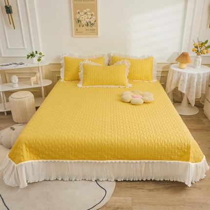 91家纺网 家纺一手货源 找家纺 （总）宜凡家纺 2023新款全棉印花花边系列床盖三件套