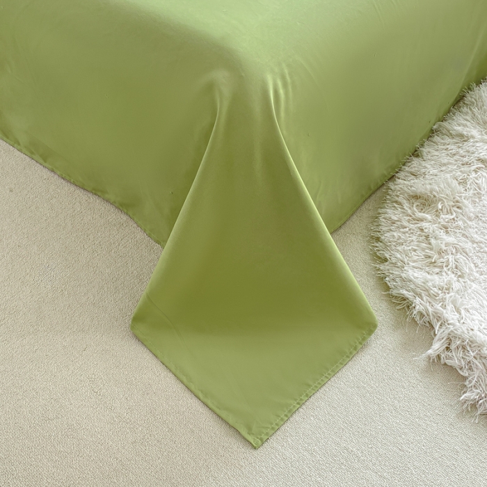 91家纺网 家纺一手货源 找家纺 红日子 2023新款韩版泡泡纱提花水洗棉纯色四件套 泡泡纱-芥末绿