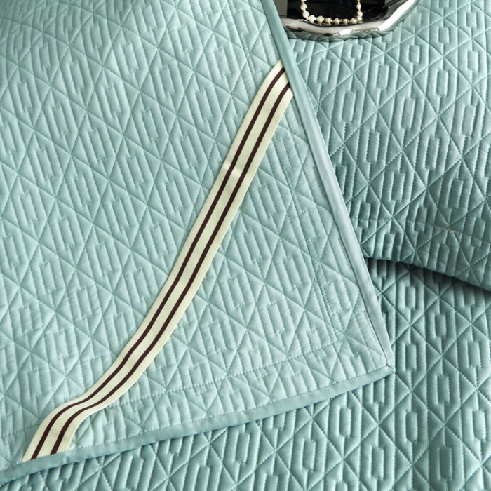 91家纺网 家纺一手货源 找家纺 榻尚 2023新款纯竹纤维绗缝夏凉席空调席垫三件套 清绿