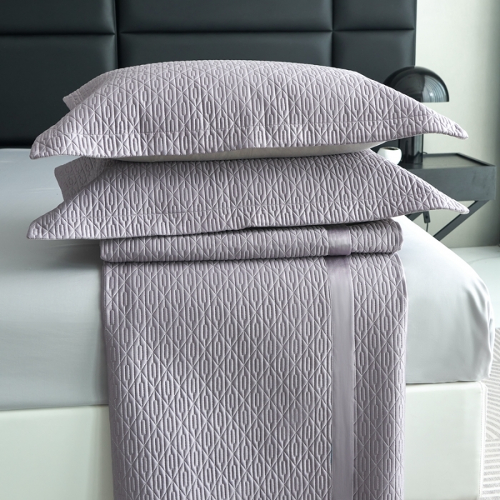 91家纺网 家纺一手货源 找家纺 榻尚 2023新款纯竹纤维绗缝夏凉席空调席垫三件套 晶紫