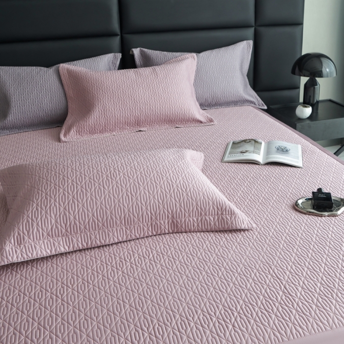 91家纺网 家纺一手货源 找家纺 榻尚 2023新款纯竹纤维绗缝夏凉席空调席垫三件套 冰粉