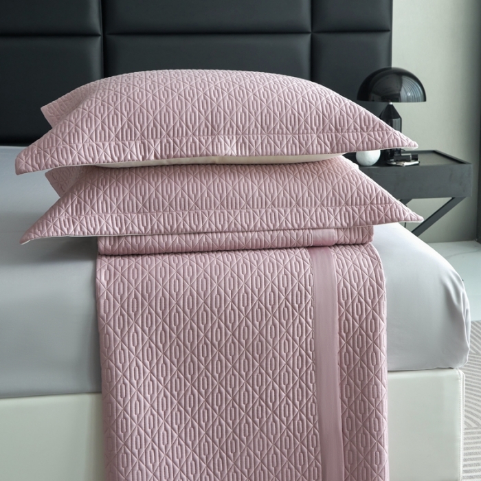 91家纺网 家纺一手货源 找家纺 榻尚 2023新款纯竹纤维绗缝夏凉席空调席垫三件套 冰粉