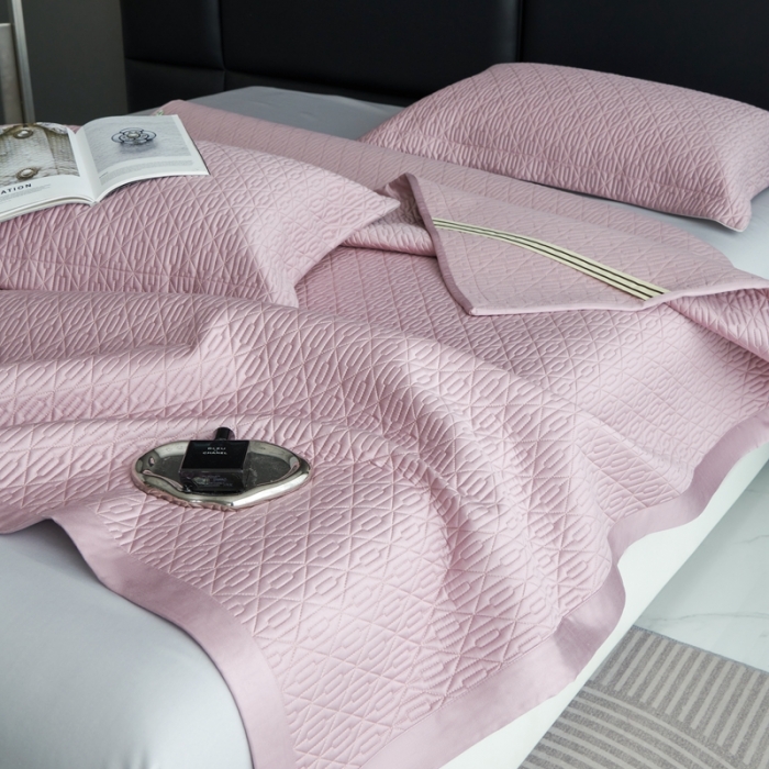 91家纺网 家纺一手货源 找家纺 榻尚 2023新款纯竹纤维绗缝夏凉席空调席垫三件套 冰粉